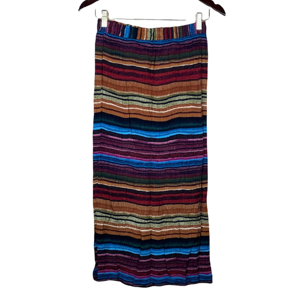 Vintage Boho Multicolor Striped Maxi Skirt Womens Size Small